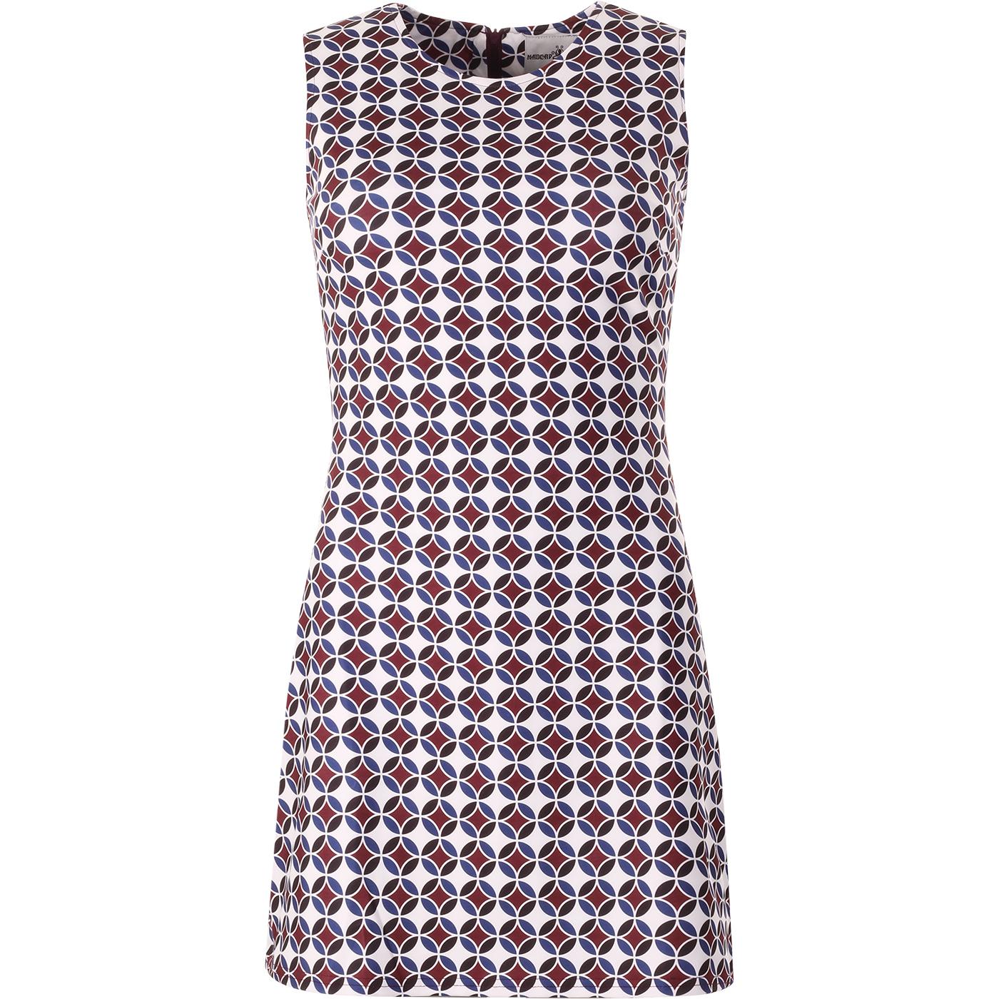 madcap englan womens circle print jersey shift 60s mod dress navy burgundy