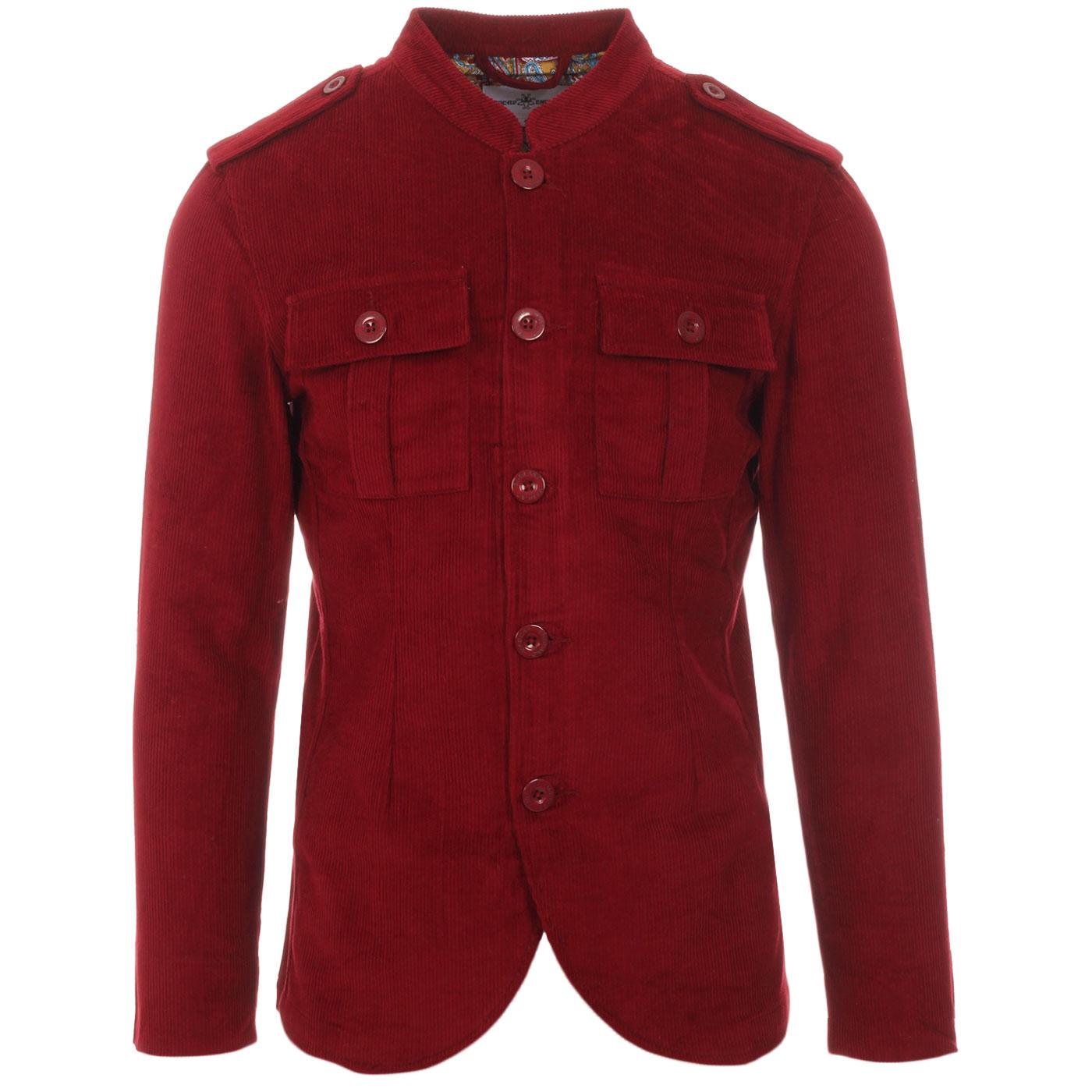 Madcap England Pepper 1960s Mod Cord Military Tunic Jacket in Tawney Port