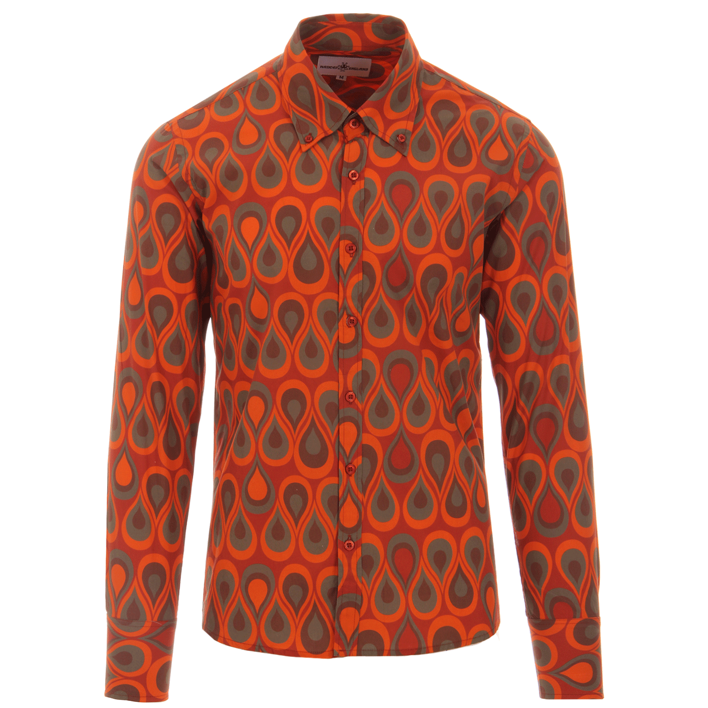 Madcap England Trip Teardrops Retro Mod Button Down Shirt in Orange