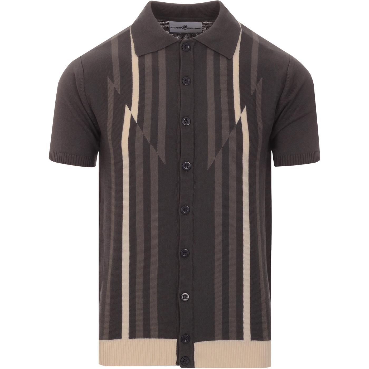 madcap england mens button through polo tshirt peat