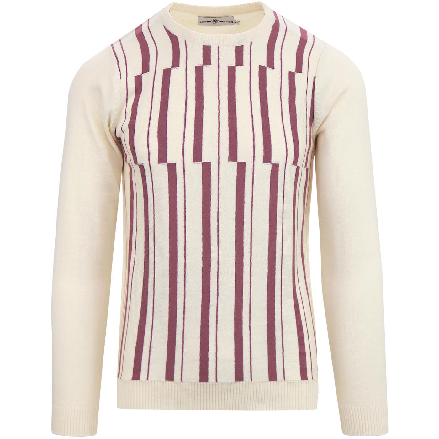 madcap england mens mod retro vertical stripes crew neck jumper birch