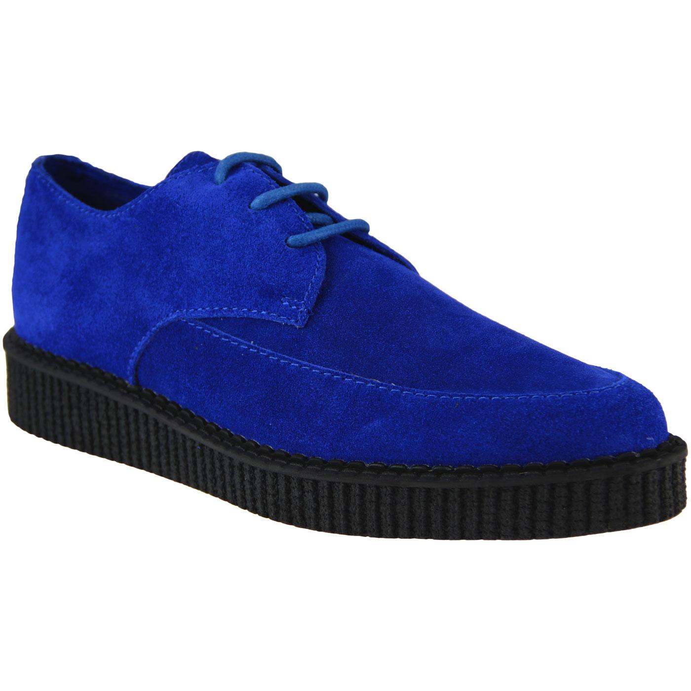 Madcap England, Stray Cat Womens Blue Suede Brothel Creeper Shoes