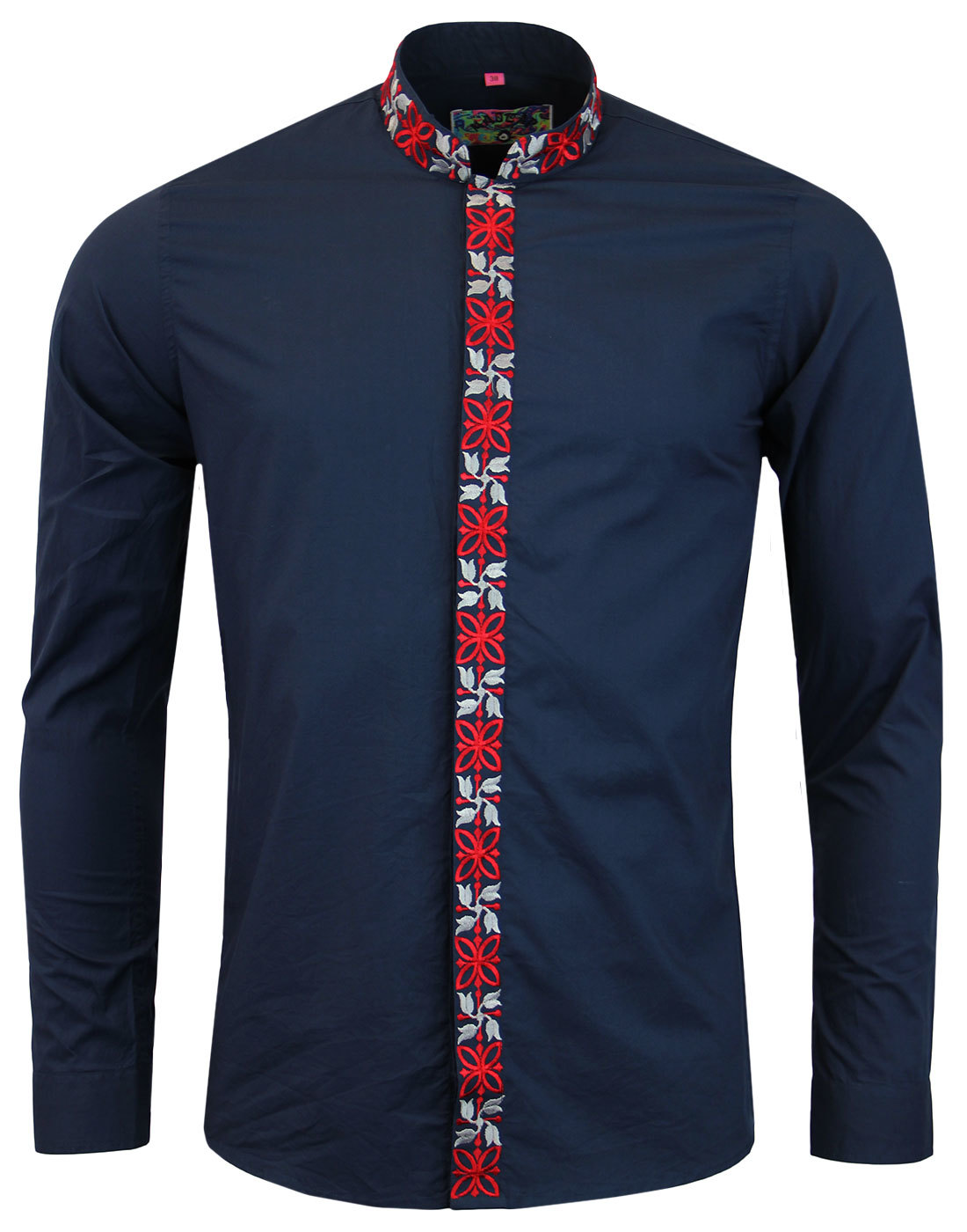 madcap england avory mandarin collar shirt navy