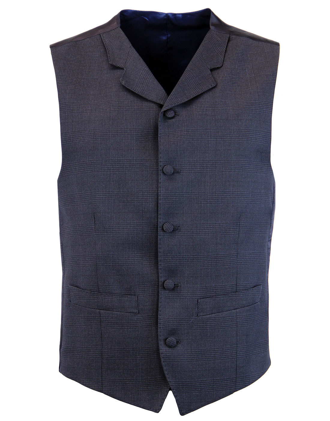 Madcap England Retro Mod Suit Waistcoat Blue Check