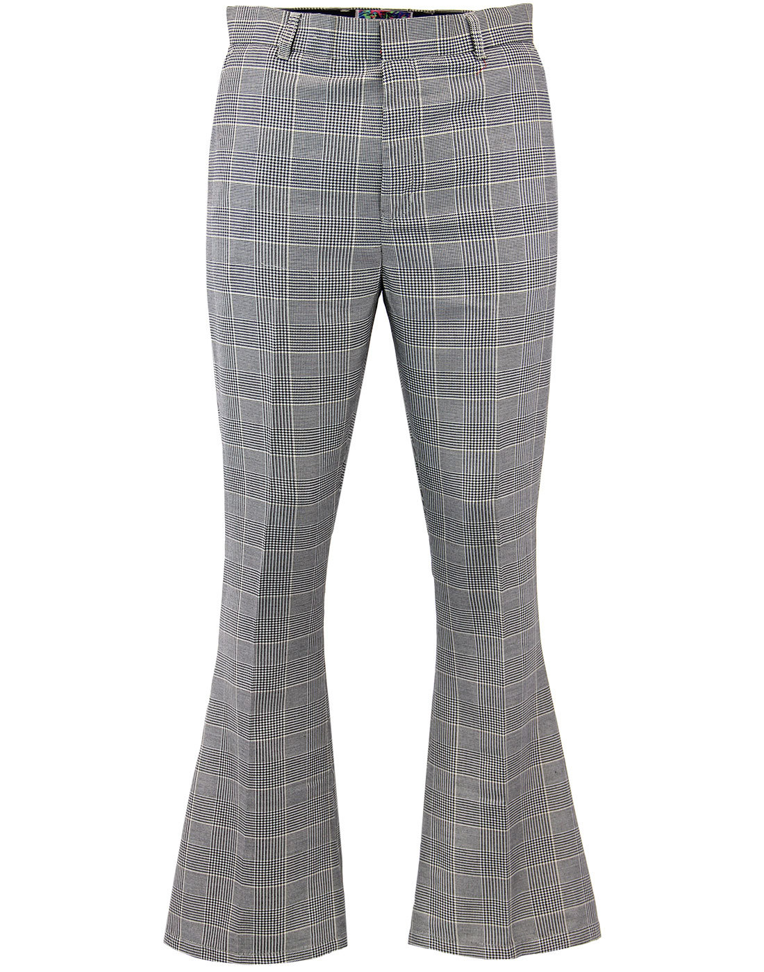 madcap england jagger pow check bellbottom flares