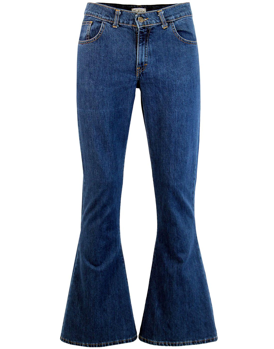 Madcap England Rock Bell Bottom Jeans Flares in Blue Stonewash Denim