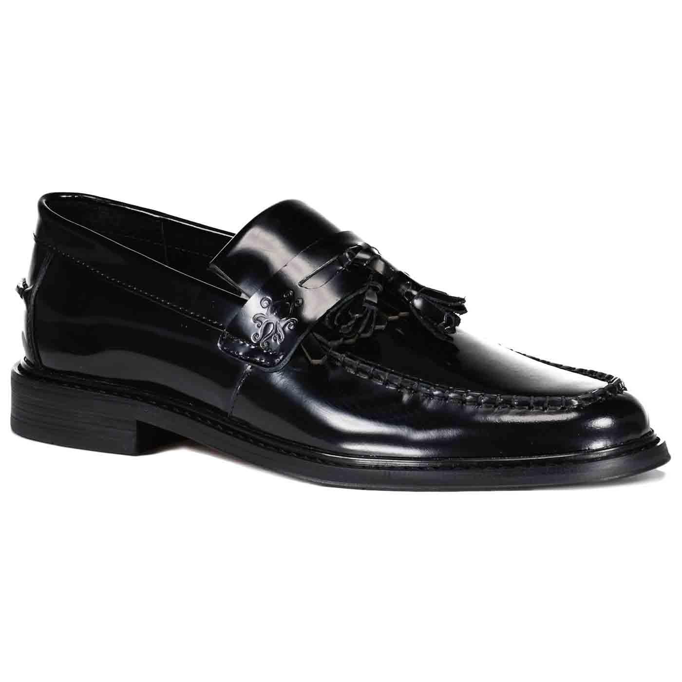 Madcap England Rock Steady Mod Tassel Loafer Shoes in Black