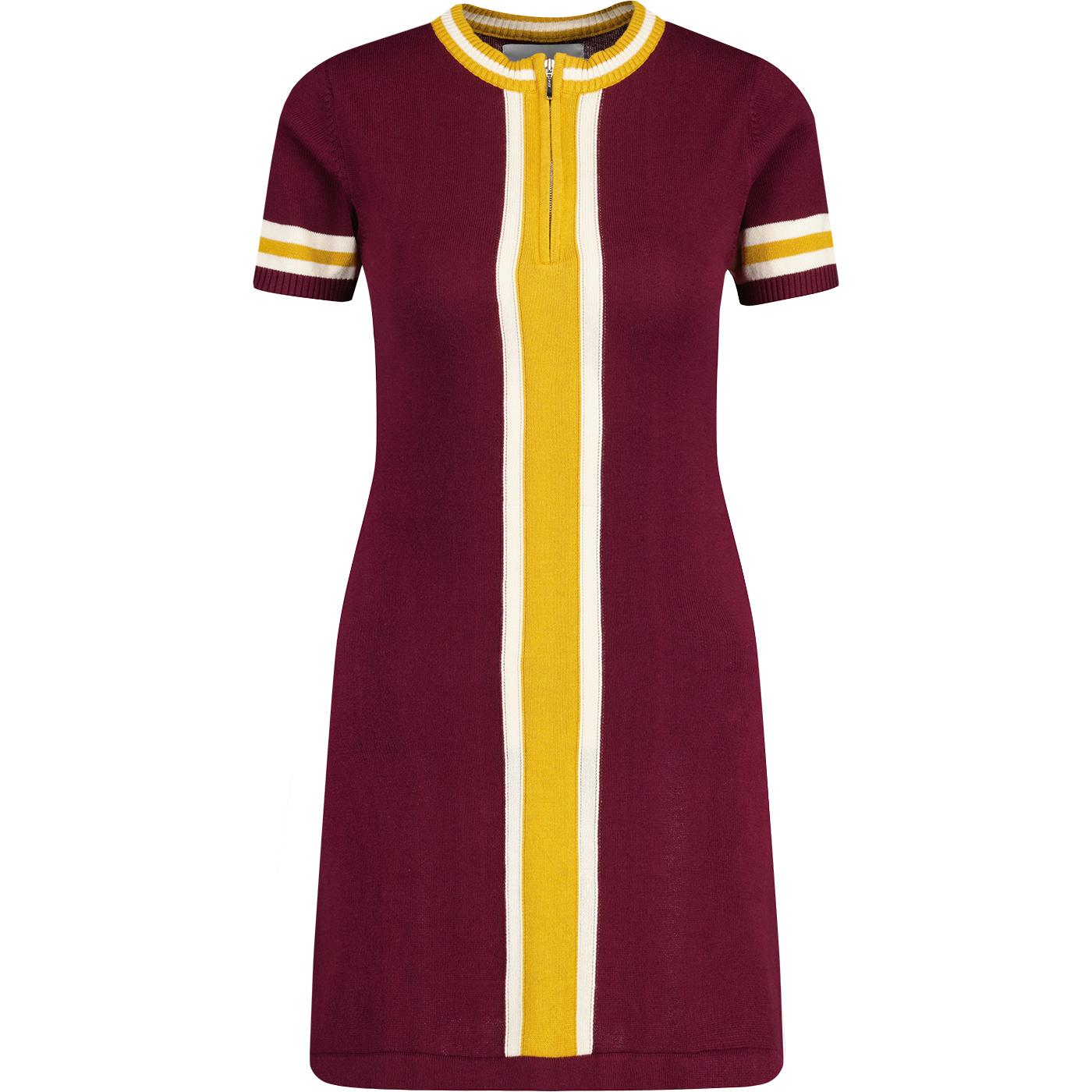 madcap england womens aster 60s mod zip neck knit dress zinfandel red