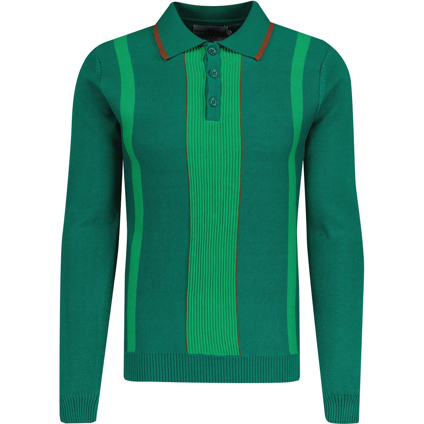 madcap england mens nova rib knit tonal stripe long sleeve polo top evergreen