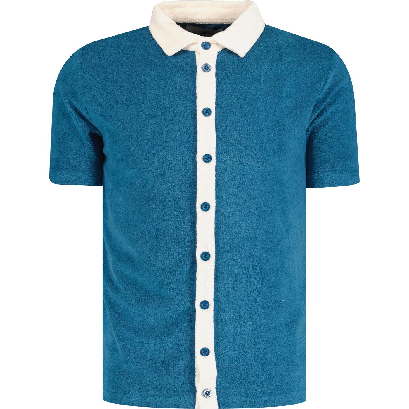 madcap england mens toweling short sleeve shirt celestial blue