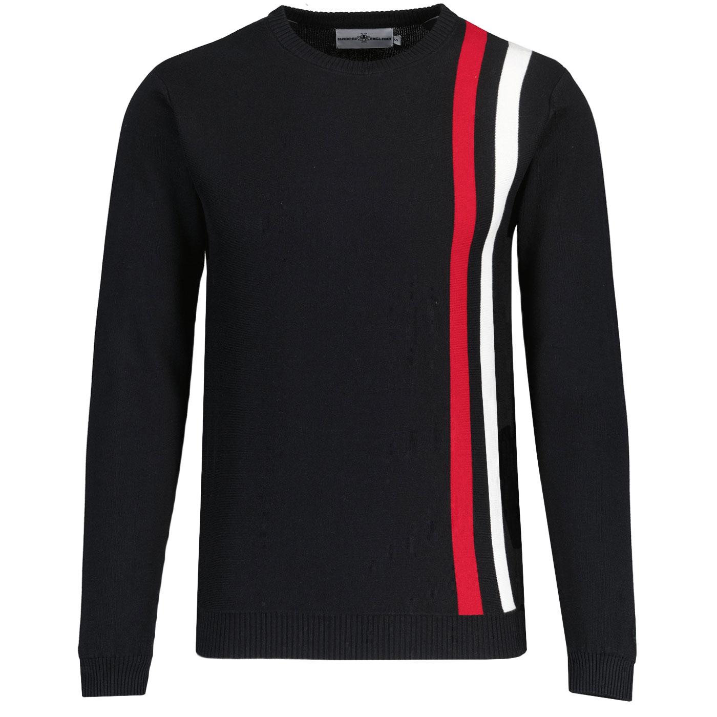 Madcap England Action 60s Mod Stripe Racing Jumper in Black