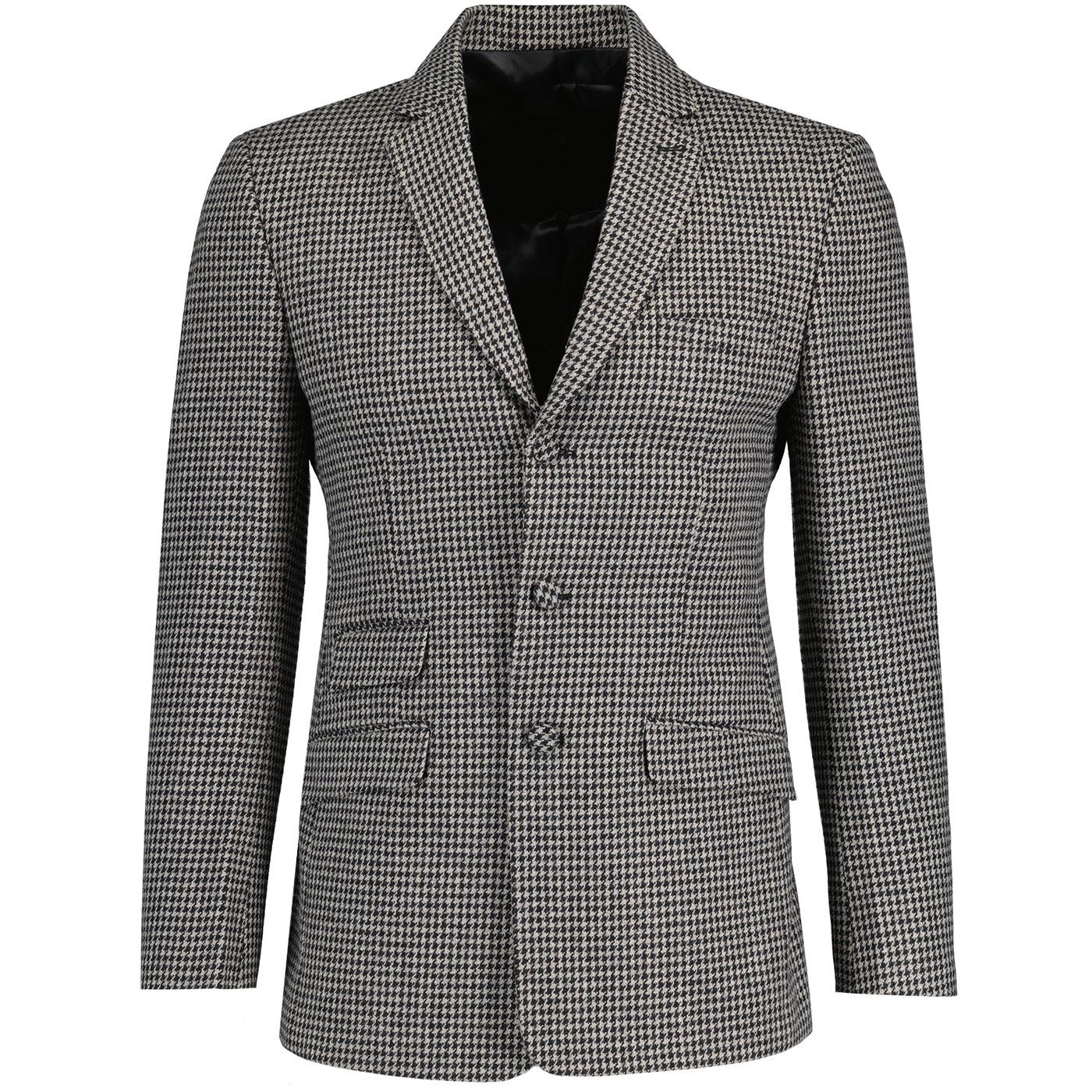Madcap England Dylan Dogtooth Brushed Wool Blend Suit Blazer in Atmosphere MC1052