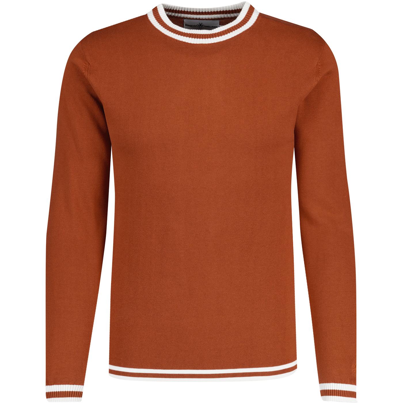 Madcap England Moon Retro Mod Knitted Tipped Long Sleeve Top in Gingerbread
