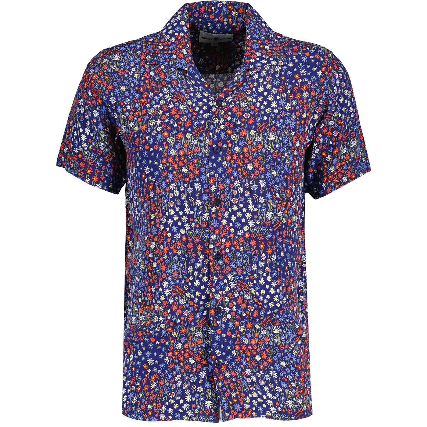 Madcap England Ditsy Floral Rayon Hawaiian Shirt in Blue MC1076 Madcap England Ditsy Floral Rayon Hawaiian Shirt in Blue MC1076