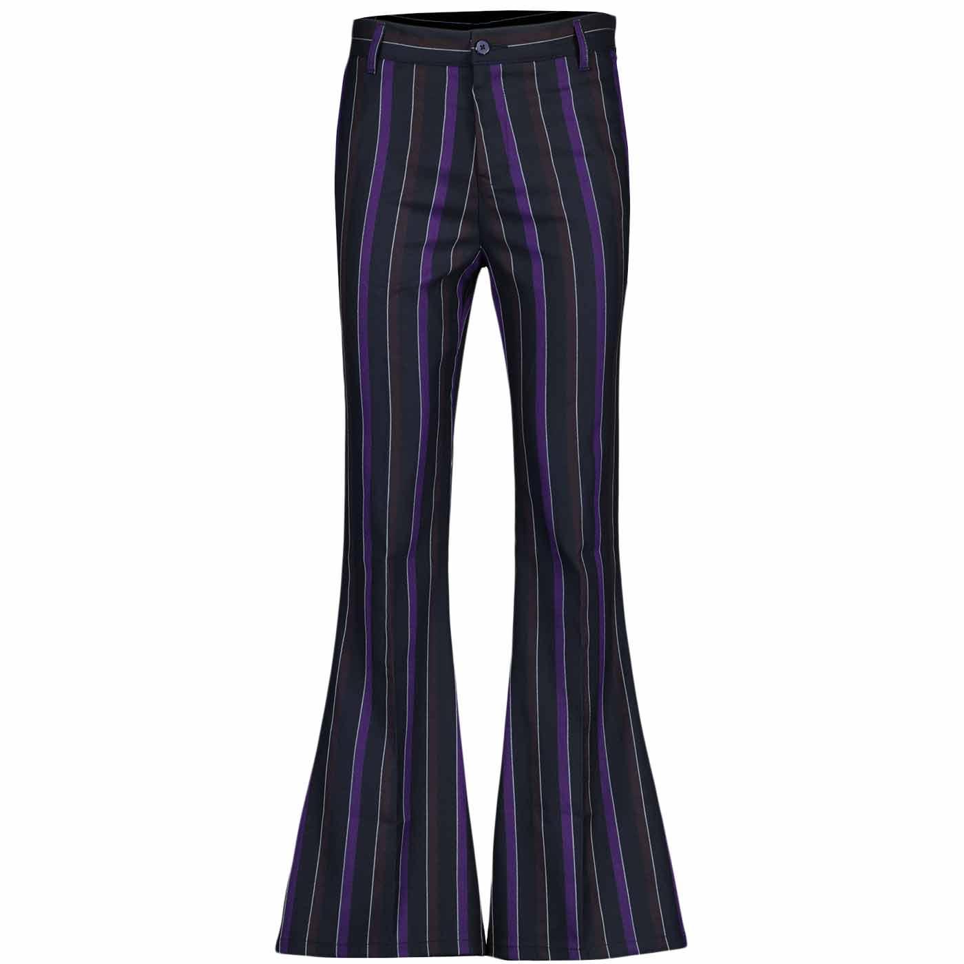 Low-waist flared trousers - Light greige/White striped - Ladies | H&M IN