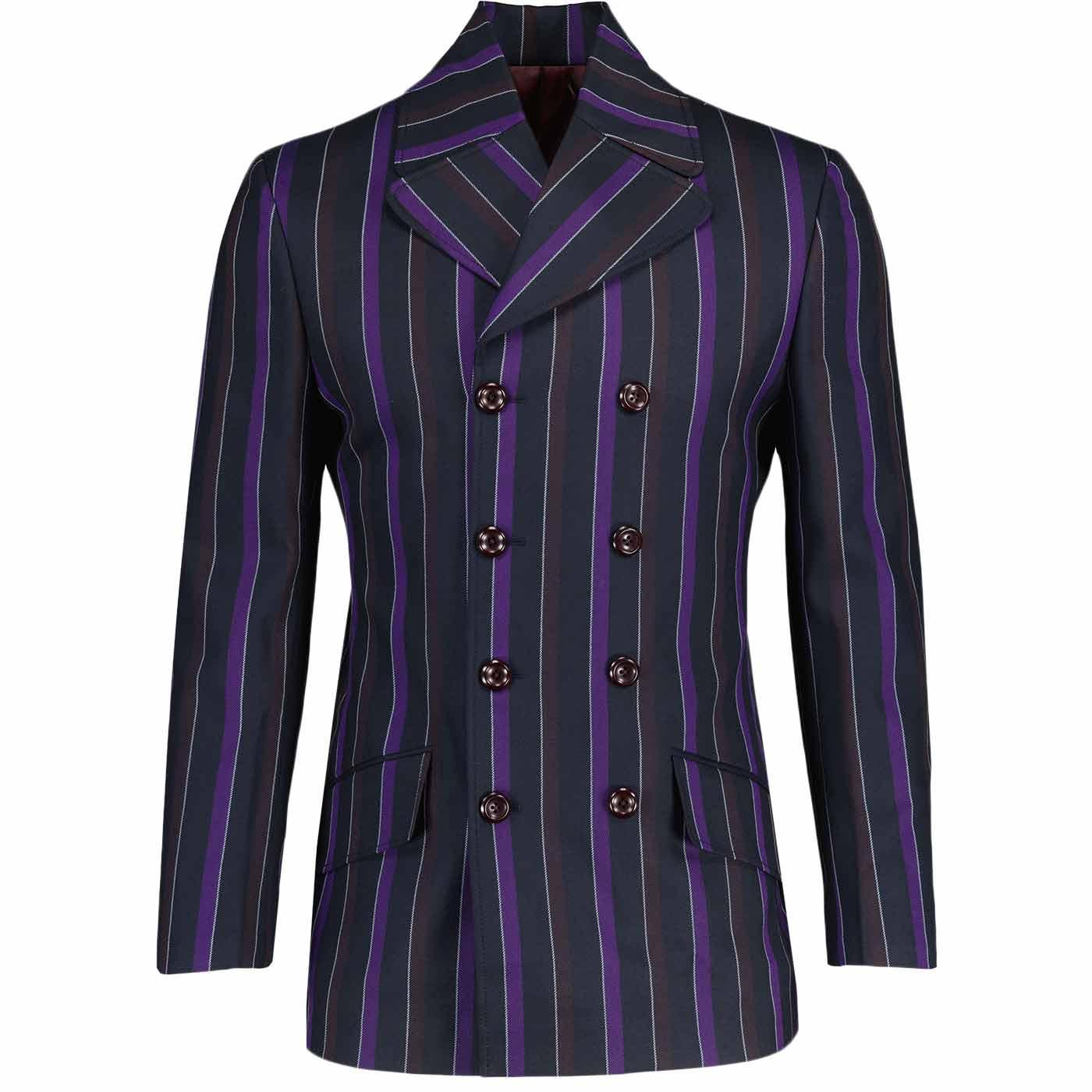 Madcap England Backbeat 60s Mod Double Breasted Boating Blazer in Purple Mix MC1013 Madcap England Backbeat 60s Mod Double Breasted Boating Blazer in Purple Mix MC1013