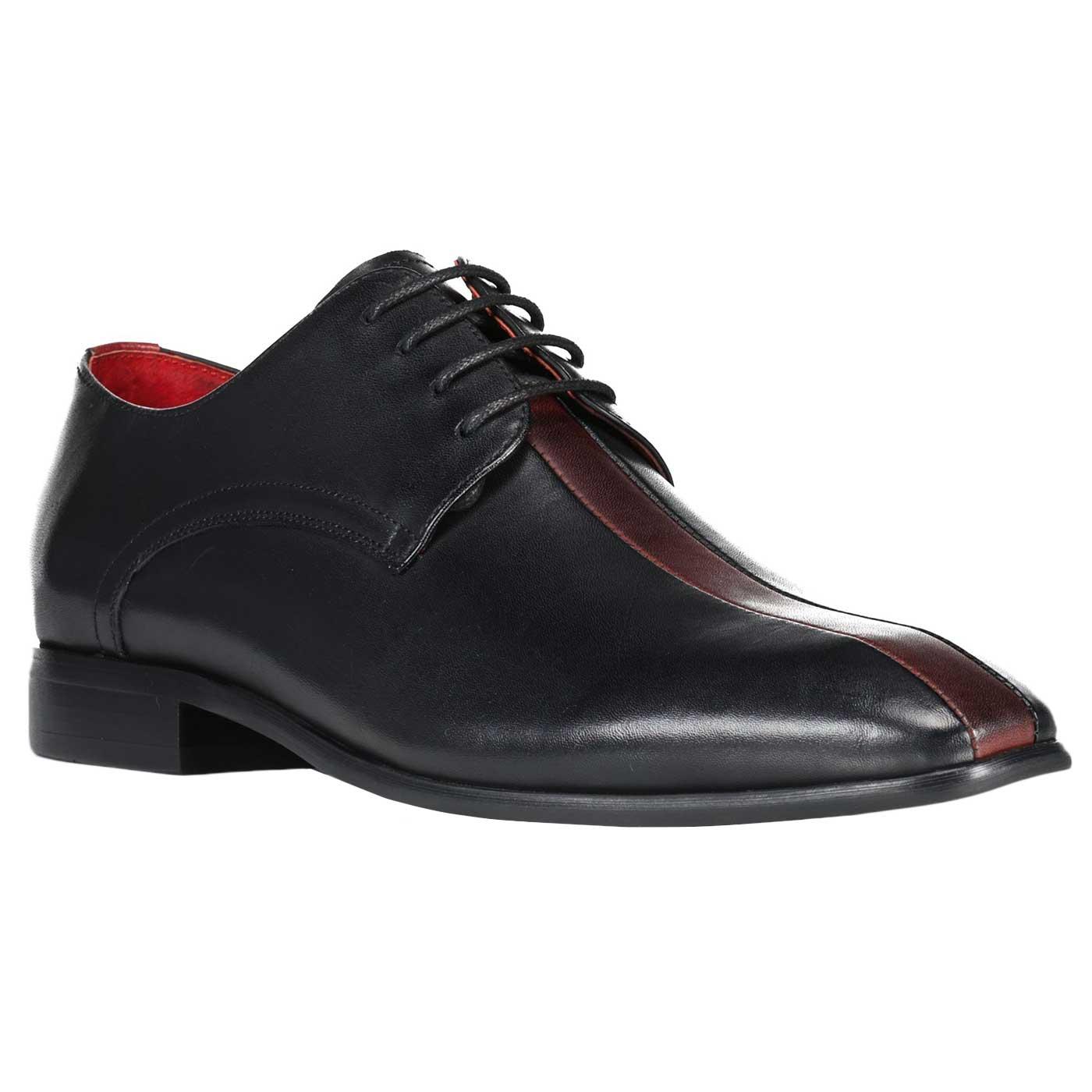Madcap England Nethorn Mod Two Tone Square Toe Shoes in Black and Bordo