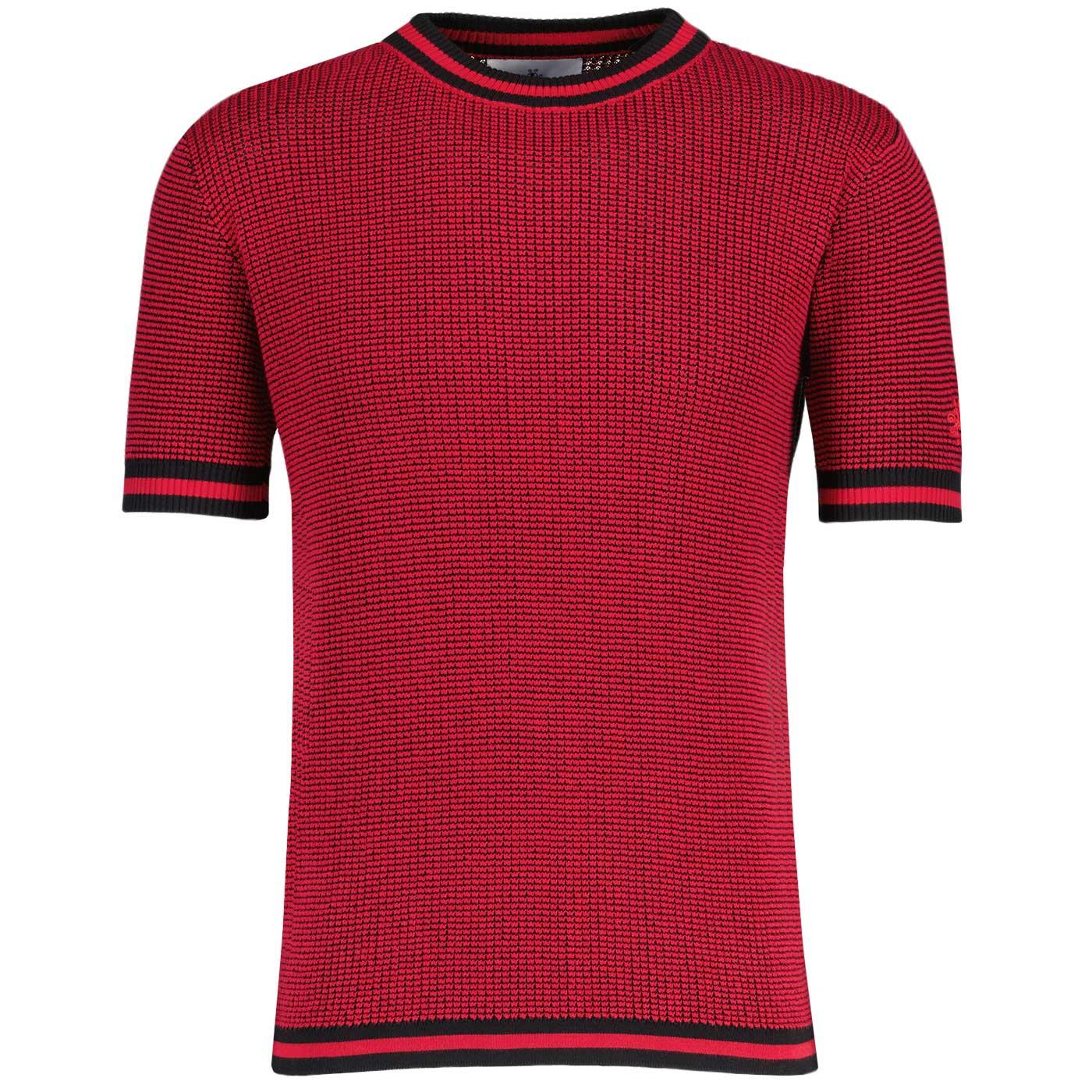 Madcap England Jet 60s Mod Waffle Knit T-shirt in Jester Red