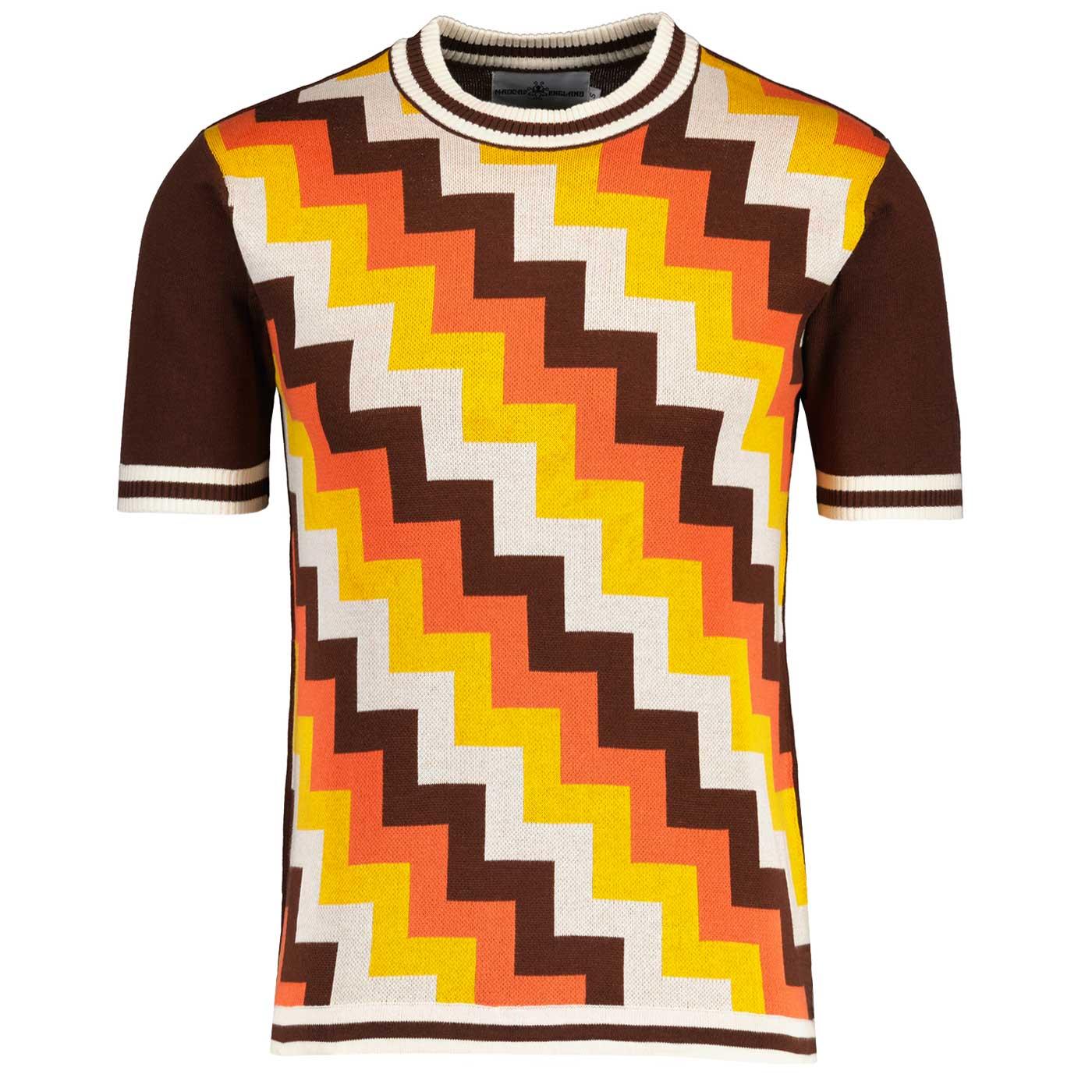Rainmaker Step Jacquard Retro Knitted T-shirt in Potting Soil by Madcap England Rainmaker Step Jacquard Retro Knitted T-shirt in Potting Soil by Madcap England