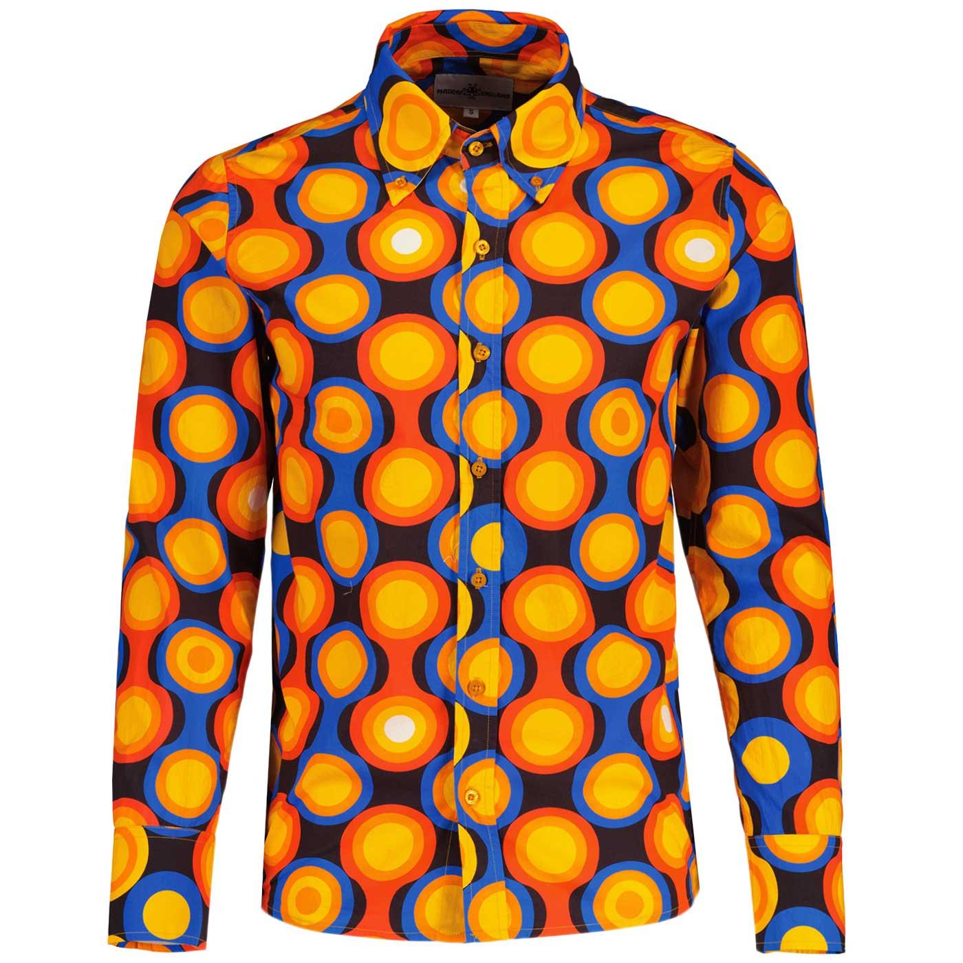 Trip Psych Out Abstract Mod Target Button Down Shirt in Ganache from Madcap England  