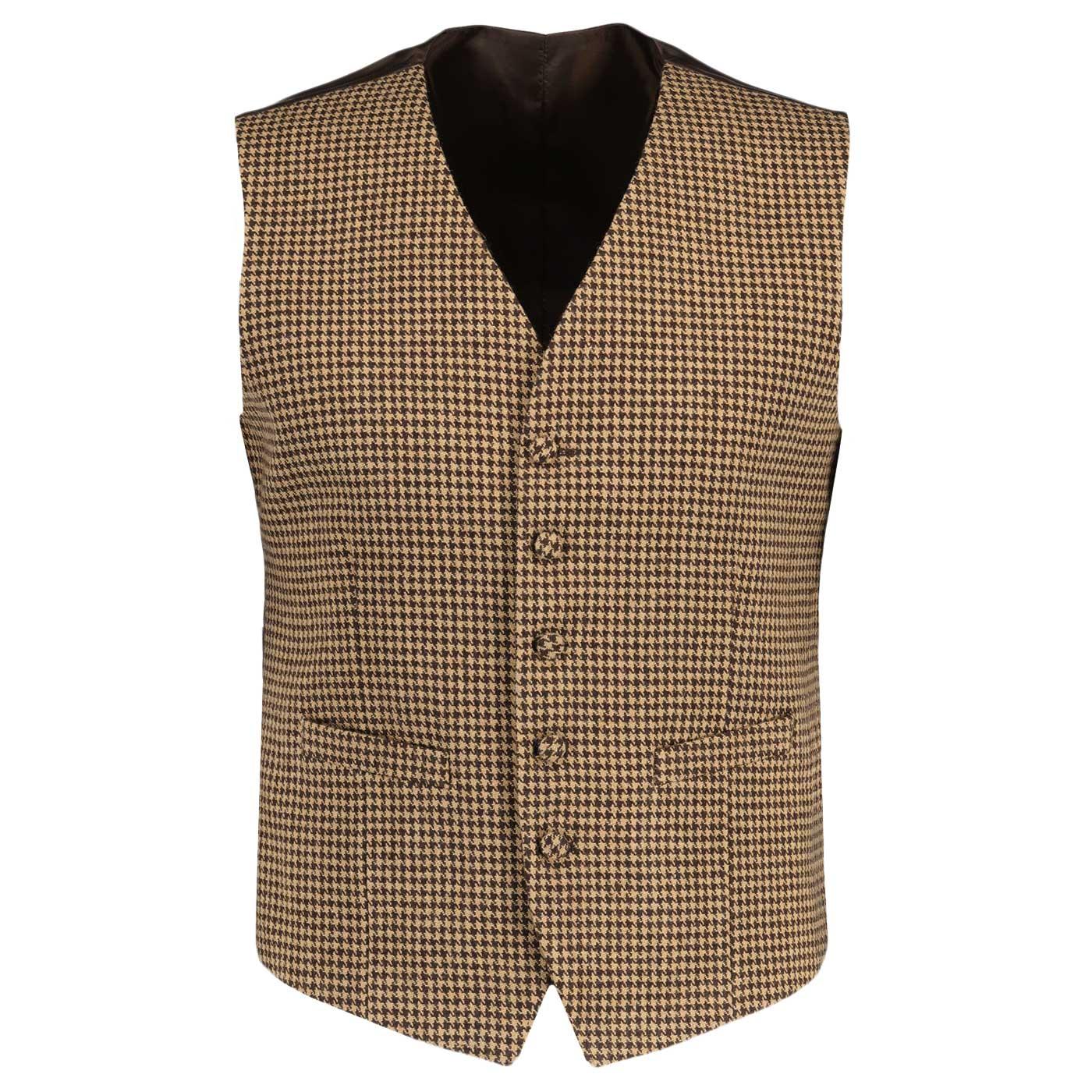 Dylan Brushed Dogtooth Waistcoat in Chocolate Brown by Madcap England Dylan Brushed Dogtooth Waistcoat in Chocolate Brown by Madcap England