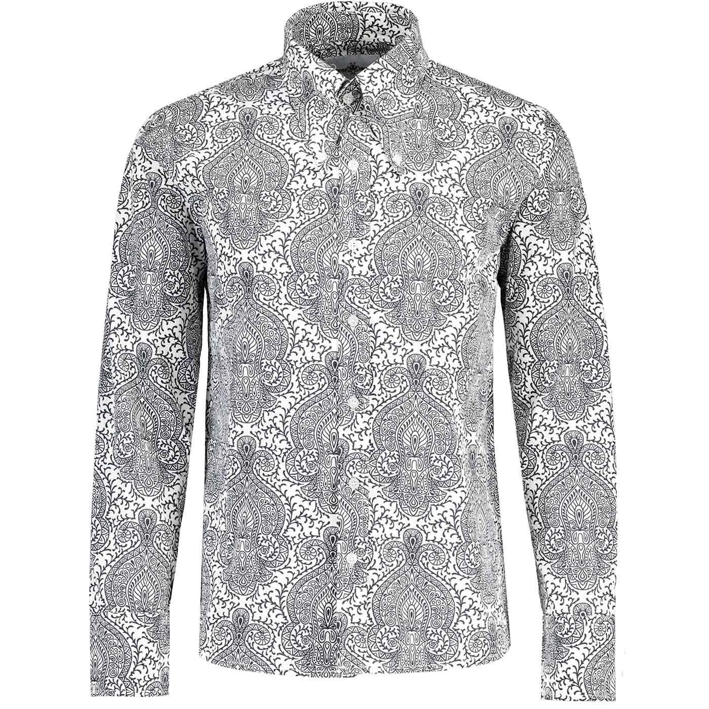Madcap England Capo Paisley Gangster Collar Button Down Shirt in White MC1111