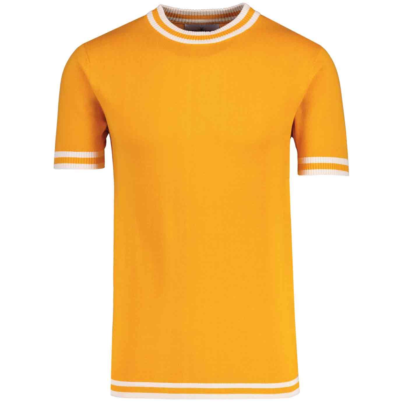 Madcap England Moon 60s Mod Tipped Knitted T-shirt in Cadmium Yellow Madcap England Moon 60s Mod Tipped Knitted T-shirt in Cadmium Yellow