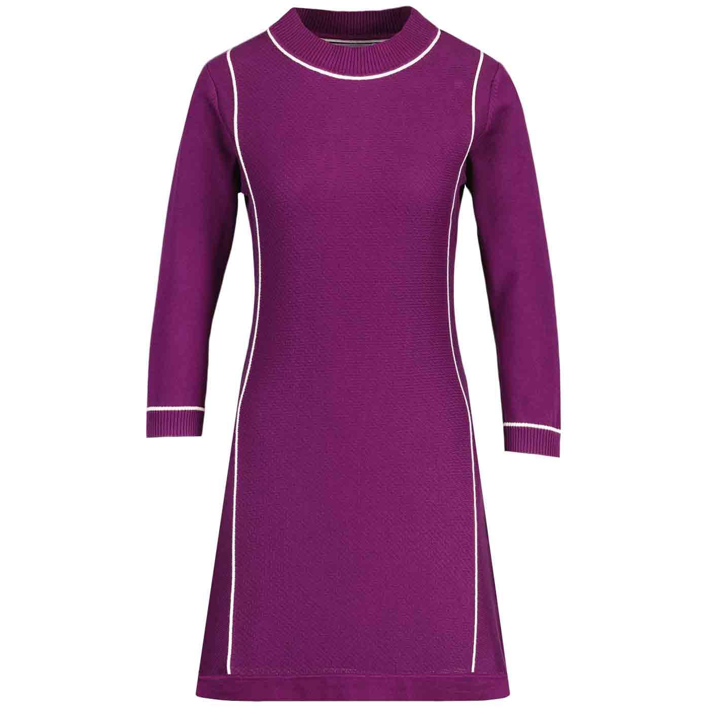 Madcap England Marchand 1960s Textured Piping Dress in Dark Purple MC1119