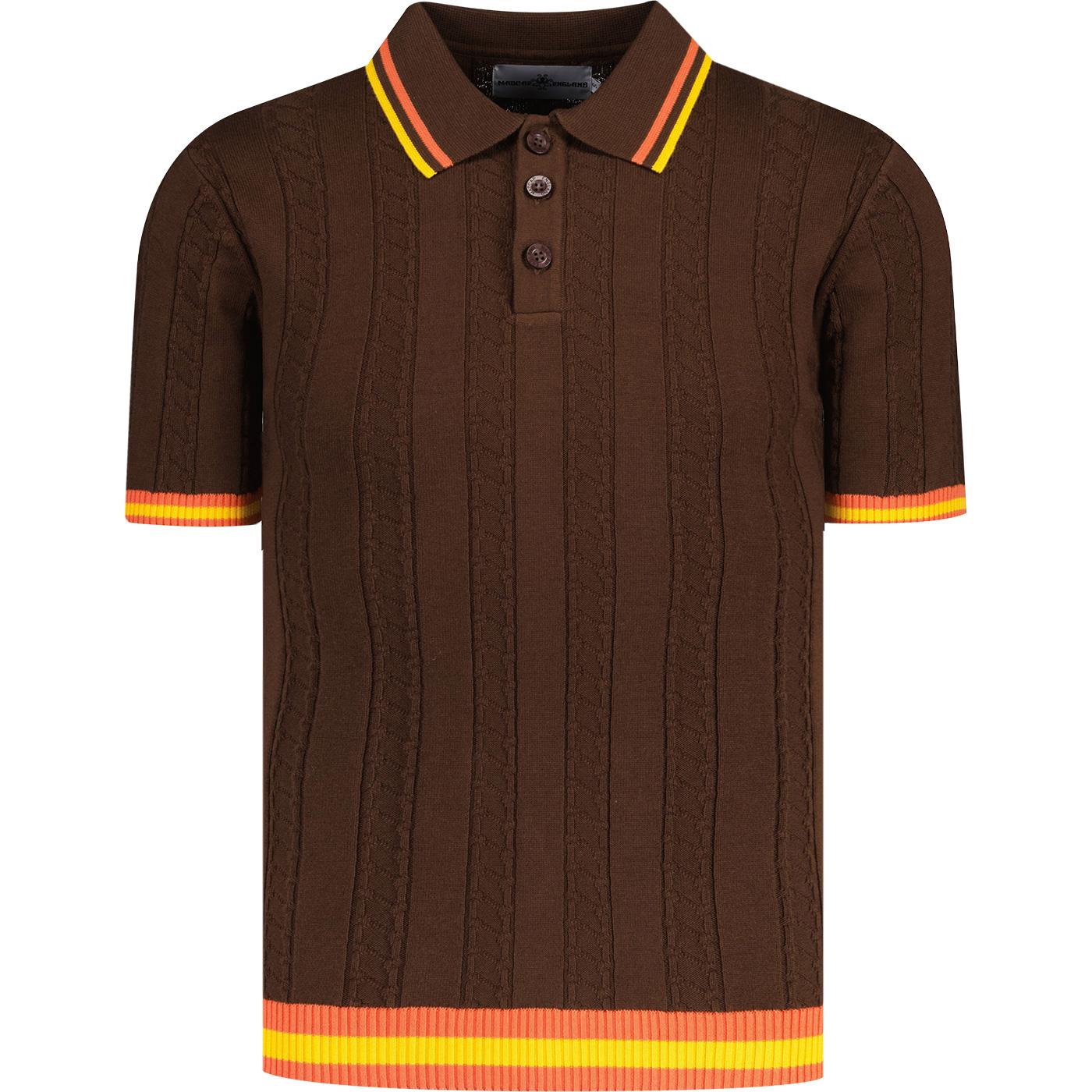 madcap england mens cable knit polo tshirt potting soil brown madcap england mens cable knit polo tshirt potting soil brown