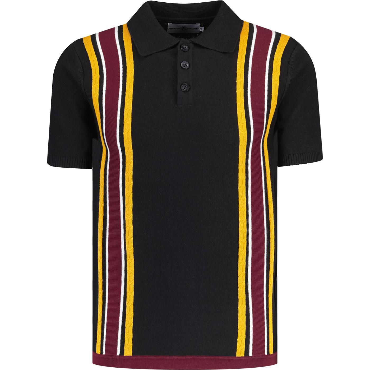 madcap england mens vertical stripe cable knit polo tshirt black