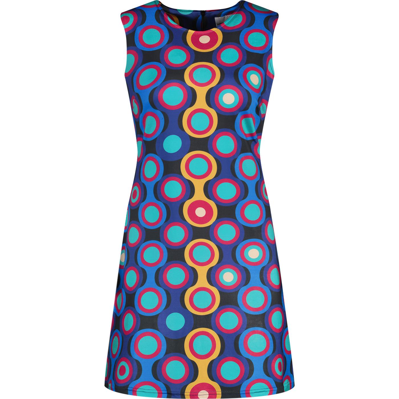 madcap england daytripper psych out 60s mod op art a line mini dress jet set blue