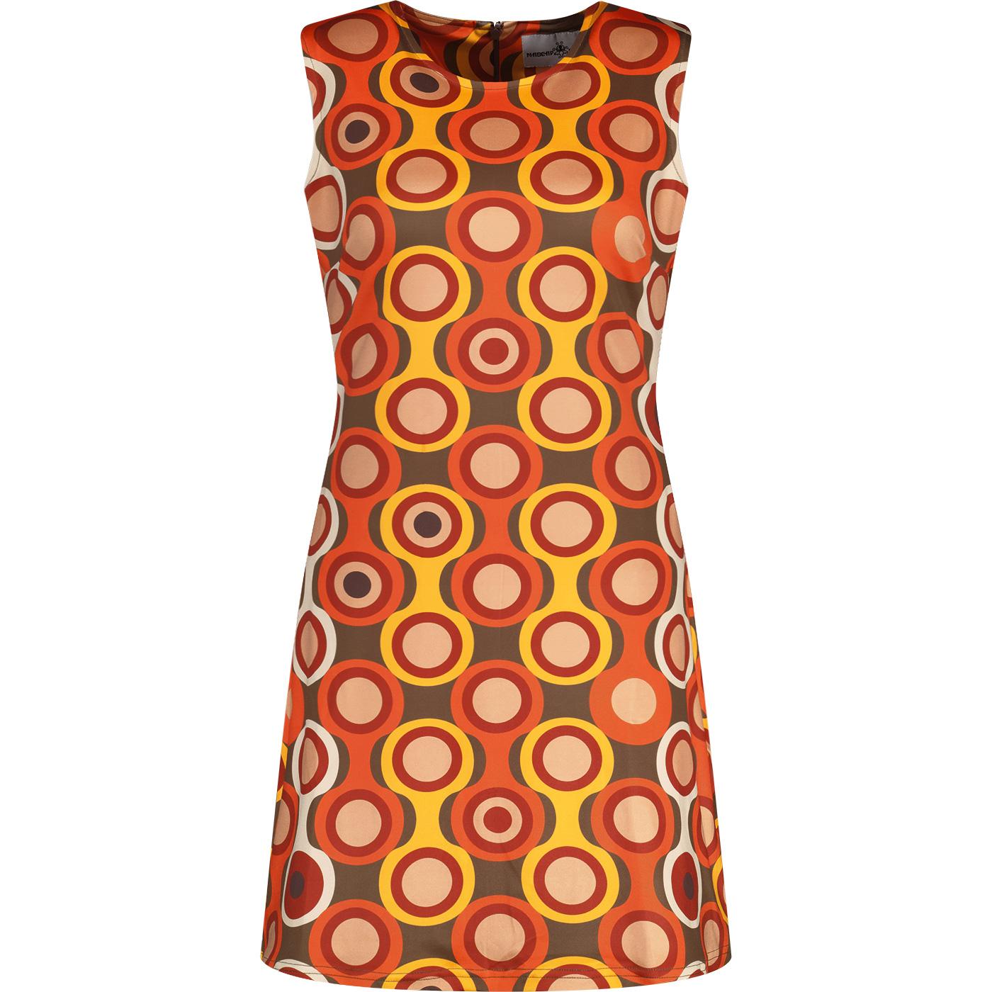 madcap england daytripper psych out 60s mod op art a line mini dress orange yellow