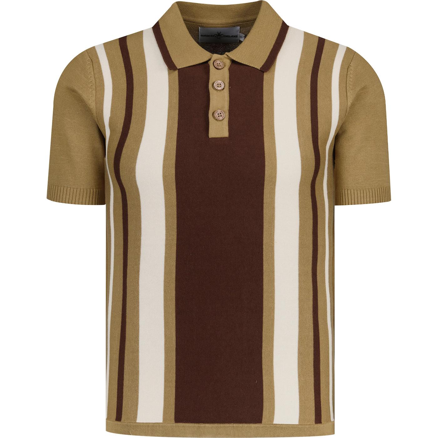 madcap england mens folklore vertical stripes knitted polo tshirt fallen leaves brown
