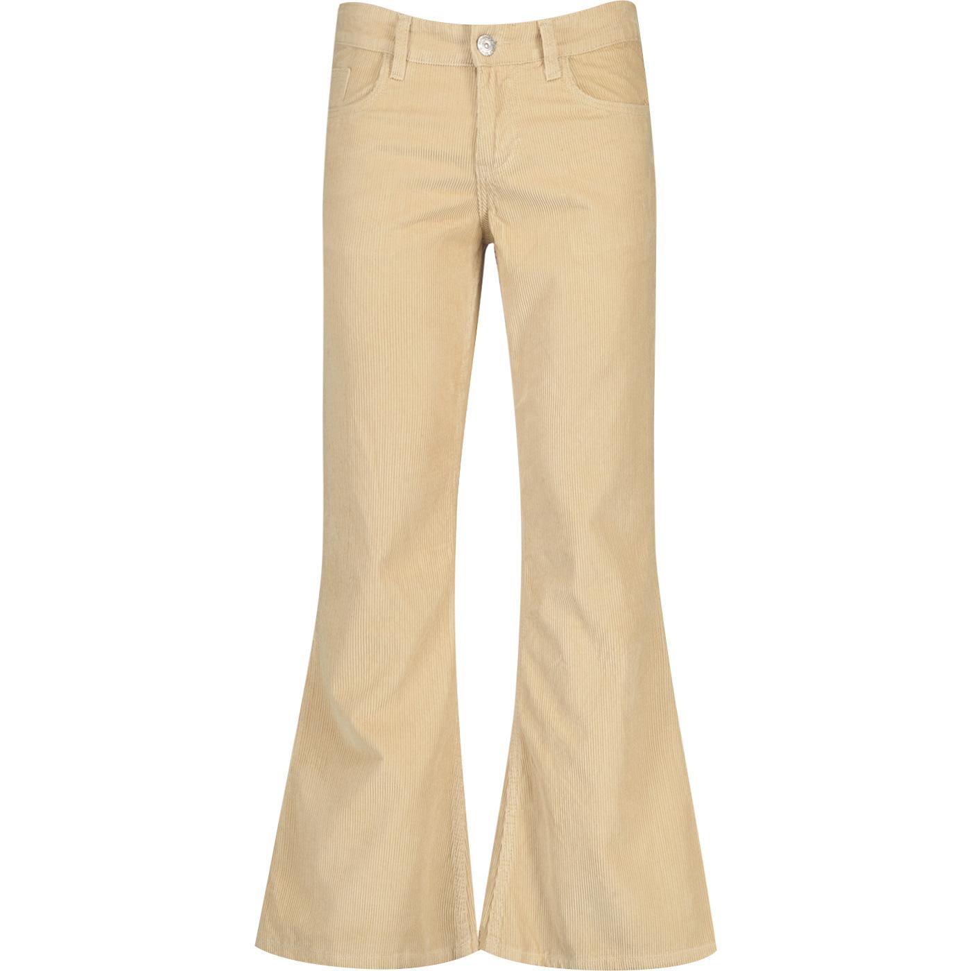 madcap england mens killer retro 70s cord flared trousers latte beige