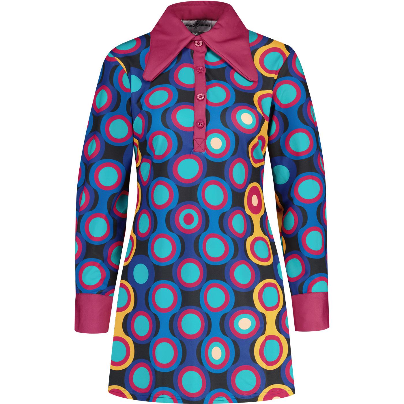 madcap england womens daydream psych out bold pattern mini dress jet set