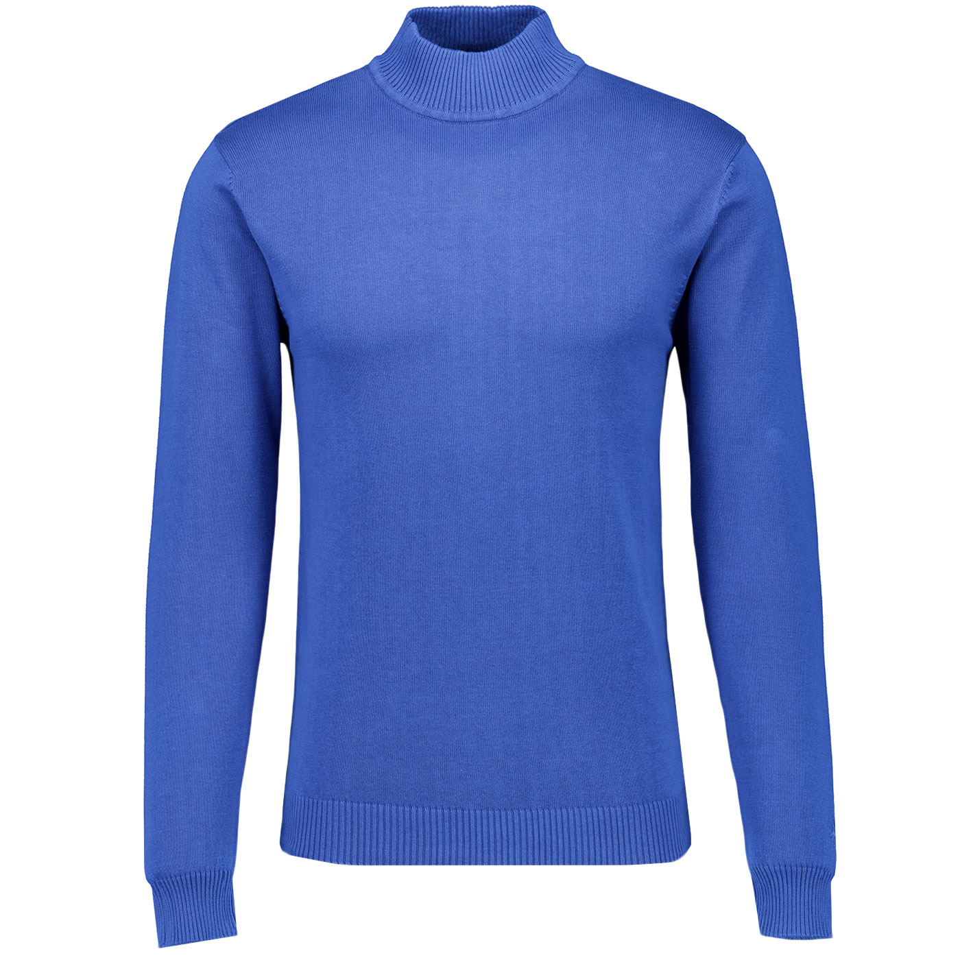 Madcap England Eastwood 60s Mod Mock Neck Turtleneck Jumper in Deja Vu Blue