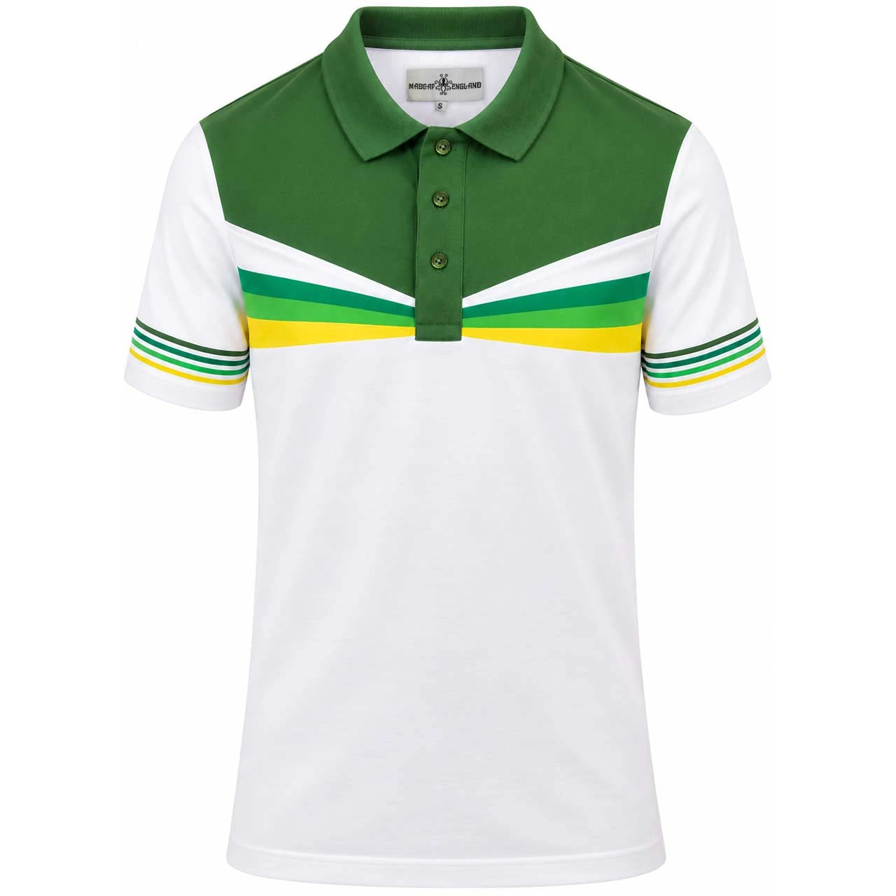 Madcap England Good Money Retro Sunburst Stripe Polo Shirt White Green - Main View