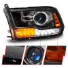 ANZO 09-18 Dodge Ram 1500/2500/3500 LED Plank Style Headlights Switchback + Sequential - Matte Black - 111609 Photo - Unmounted