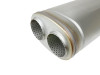 aFe MACH Force-Xp 409 SS Muffler 3in Dual Inlet/Dual Outlet 5in H x 8in W x 18in L - Oval Body - 49M00055 Photo - Close Up