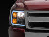 Raxiom 07-13 Chevrolet Silverado 1500 Axial Series Headlights w/ LED Bar- Blk Housing (Clear Lens) - S138003 Photo - Primary