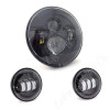 Letric Lighting 7? LED Black Premium Headlight with (2) 4.5? Black Passing Lamps - LLC-LHK-7B Photo - Primary
