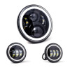 Letric Lighting 7? Full-Halo Black LED Headlight with (2) 4.5? Full-Halo Black Passing Lamps - LLC-LHK-7BH Photo - Primary