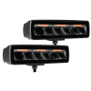 Go Rhino Xplor Blackout Combo Series Sixline LED Spot Lights w/Amber (Surface Mount) - Blk (Pair) - 750600622SBS Photo - Unmounted
