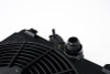 CSF Universal Half Radiator w/-16AN & Slip-On Fittings/12in SPAL Fan & Shroud - Black Finish - 2858XB Photo - Close Up