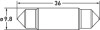 Hella LED 6418 12V 1W SV8.5-8 6.5K 36 SING Bulb - 6418LED 6.5K Technical Drawing