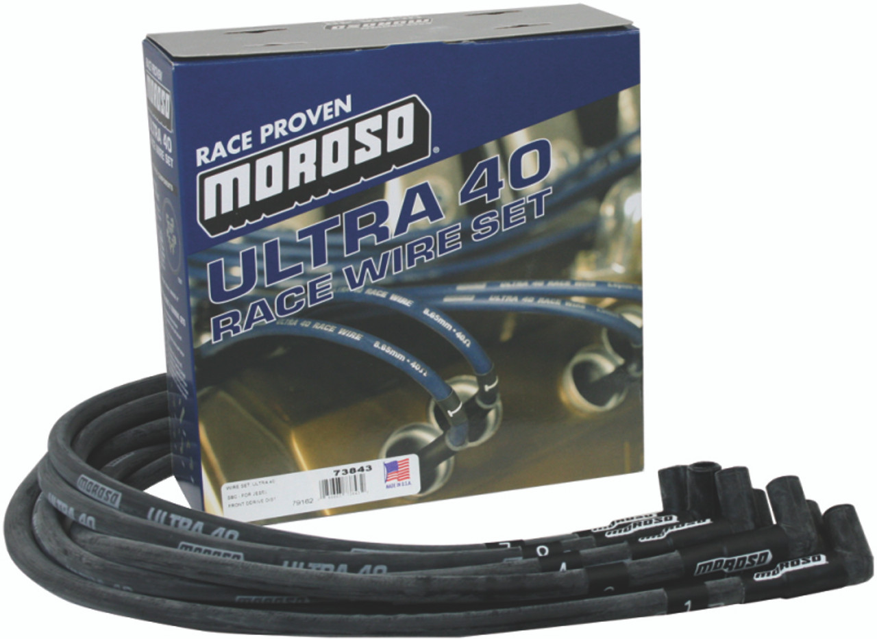 Moroso Chevrolet Big Block (w/Jesel) Ignition Wire Set Ultra 40 Sleeved  90 Degree Black 73843 Fidanza Performance