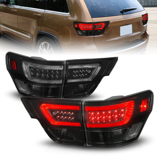 ANZO 11-13 Jeep Grand Cherokee LED Taillights w/ Lightbar Black Housing/Smoke Lens 4pcs - 311440 Photo - Primary