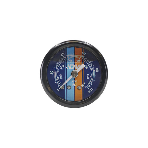 DeatschWerks 0-100 PSI 1/8in NPT Mechanical Fuel Pressure Gauge 1.5in Diam. Black Housing Blue Face - 6-01-G2L Photo - Primary