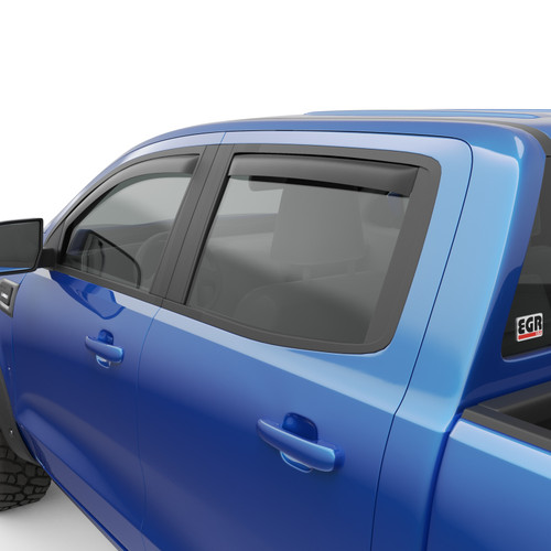 EGR 19-22 Ford Ranger In-Channel Window Visors Front/Rear Set Matte Black Crew Cab - 573555 Photo - lifestyle view