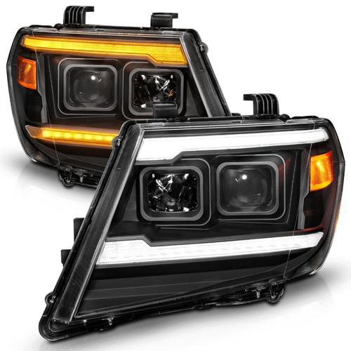 ANZO 09-20 Nissan Frontier Black Projector Plank Style DRL w/ Switchback & Sequential LED DRL - 111597 Photo - Unmounted